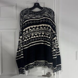 Free People Black and White Patterned Sweater